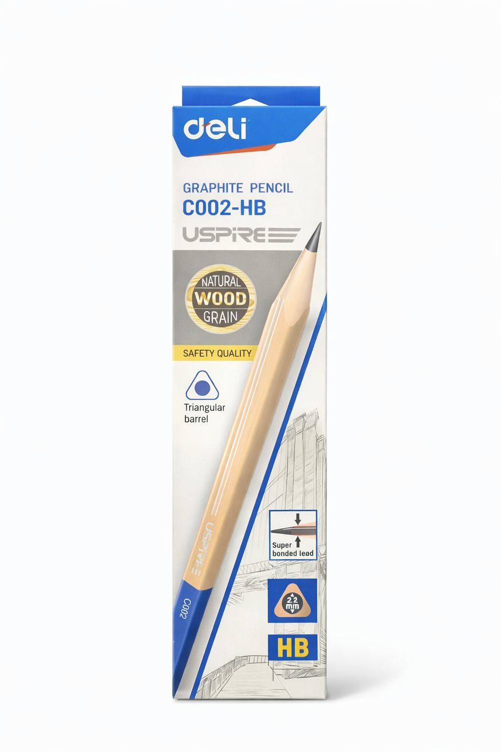 Карандаш простой "Deli" - HB(Китай)- 12шт