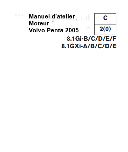 Manuel d&#39;atelier Volvo Penta 8 GXi 2005