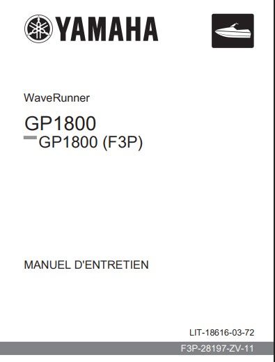 manuel d&#39;atelier Yamaha Waverunner GP1800 2017 français