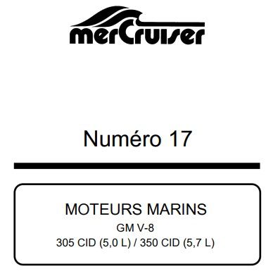 Manuel d&#39;atelier GM Mercruiser V8 5.0 5.7 français