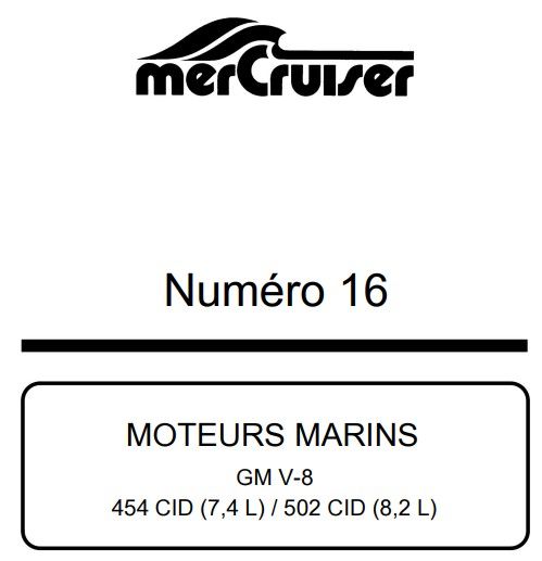 Manuel d&#39;atelier Mercruiser GM V8 454 502 français