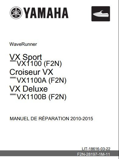 Manuel d&#39;atelier Yamaha VX 1100 2010 2015 français