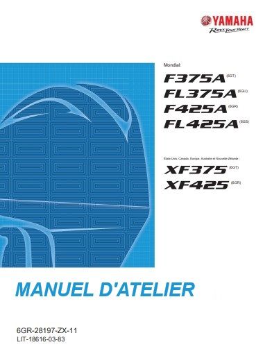 Manuel d'atelier Yamaha 375 425 2018 français