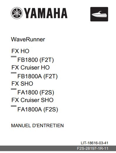 Manuel d'atelier Yamaha Waverunner 1800 2012 pdf français