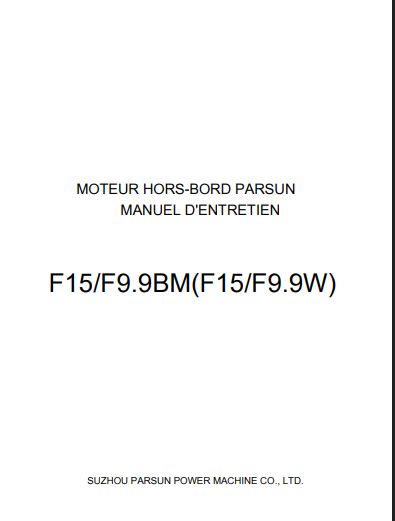 Manuel d'atelier Parsun 9.9 15 français