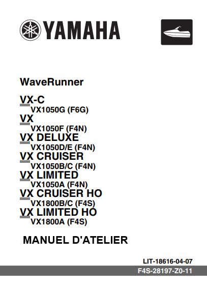Manuel d'atelier Yamaha Waverunner 2024 français