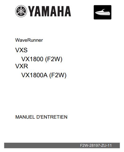 Manuel d'atelier Yamaha Waverunner 1800 2015 français