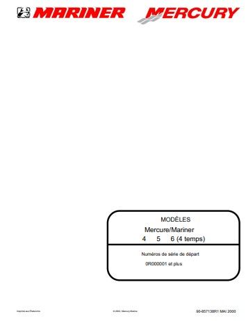 Manuel d'atelier Mercury Mariner 4,5,6 4temps 2000