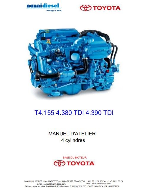 Manuel d'atelier Nanni Diesel Toyota 4 cylindres