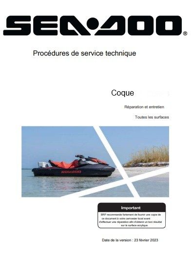 Manuel d'atelier coques Seadoo 2023