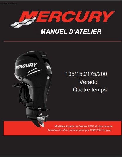 Manuel d'atelier Mercury Verado 135 200 2006 français