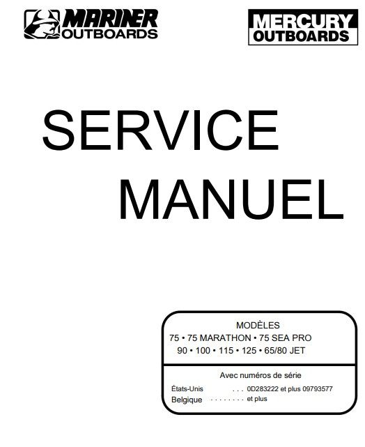 Manuel d'atelier Mercury Mariner 75 à 125 cv 2temps 1997 français