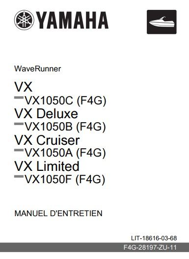 Manuel d'atelier Yamaha Waverunner VX 1050 2017