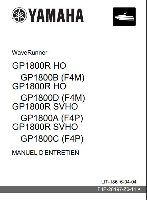 Manuel d'atelier Yamaha Waverunner GP1800  2020 2025 français