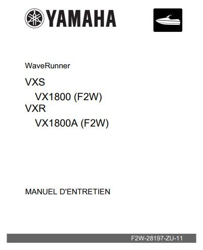 Manuel d'atelier Yamaha VX1800 2015 français