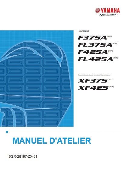 Manuel d'atelier Yamaha 375 425 2019 français