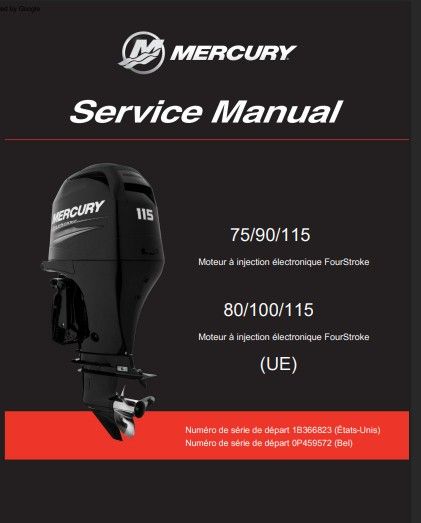Manuel d'atelier Mercury 80 100 115 2014 français