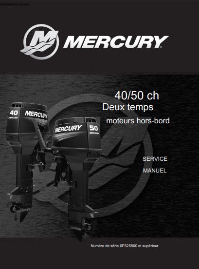 Manuel d'atelier Mercury 40 50 hp 2024 français