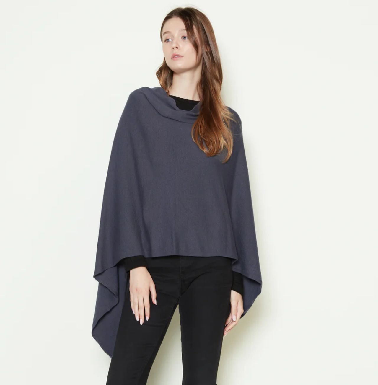 Basic Triangle Poncho, Colour: Denim