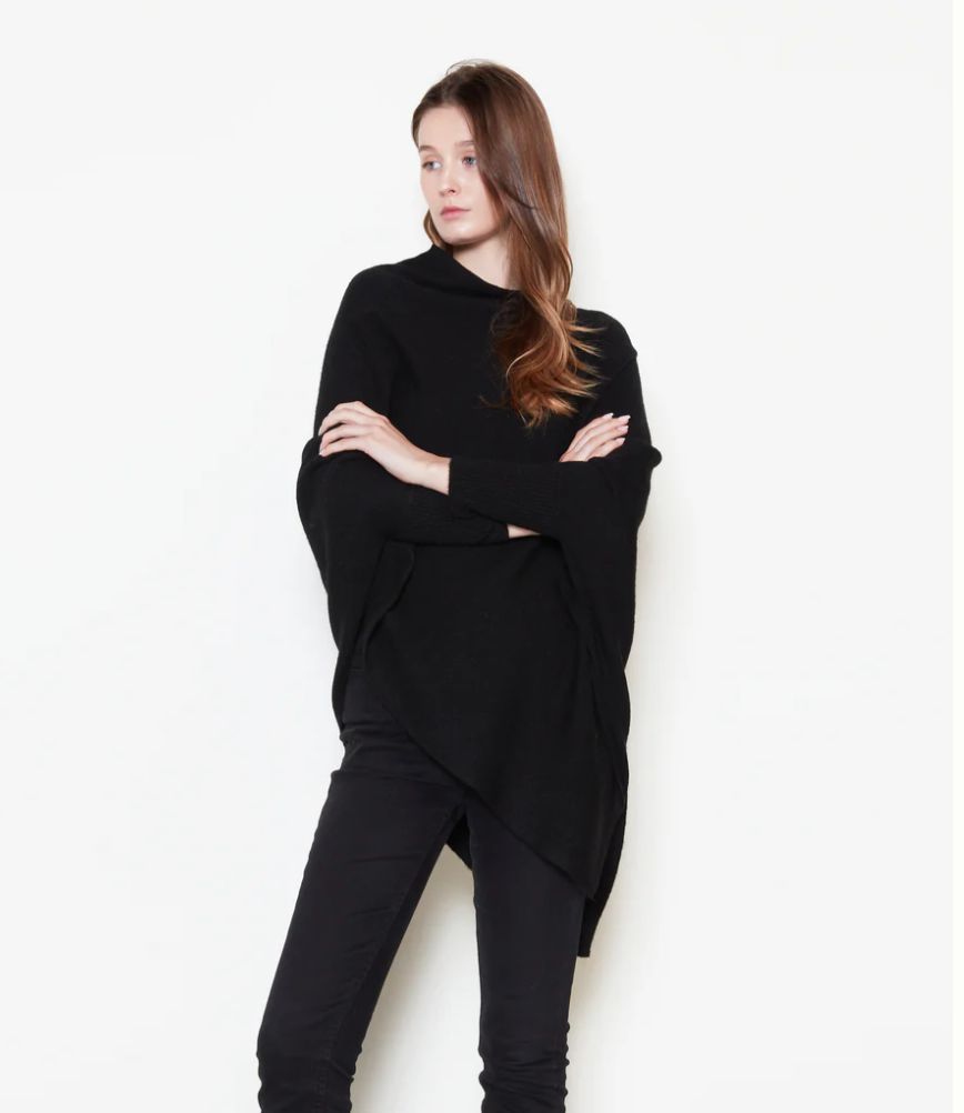 Basic Triangle Poncho w/ Sleeves, Colour: Black