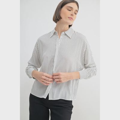 Stripe Dolman Sleeve Woven Top