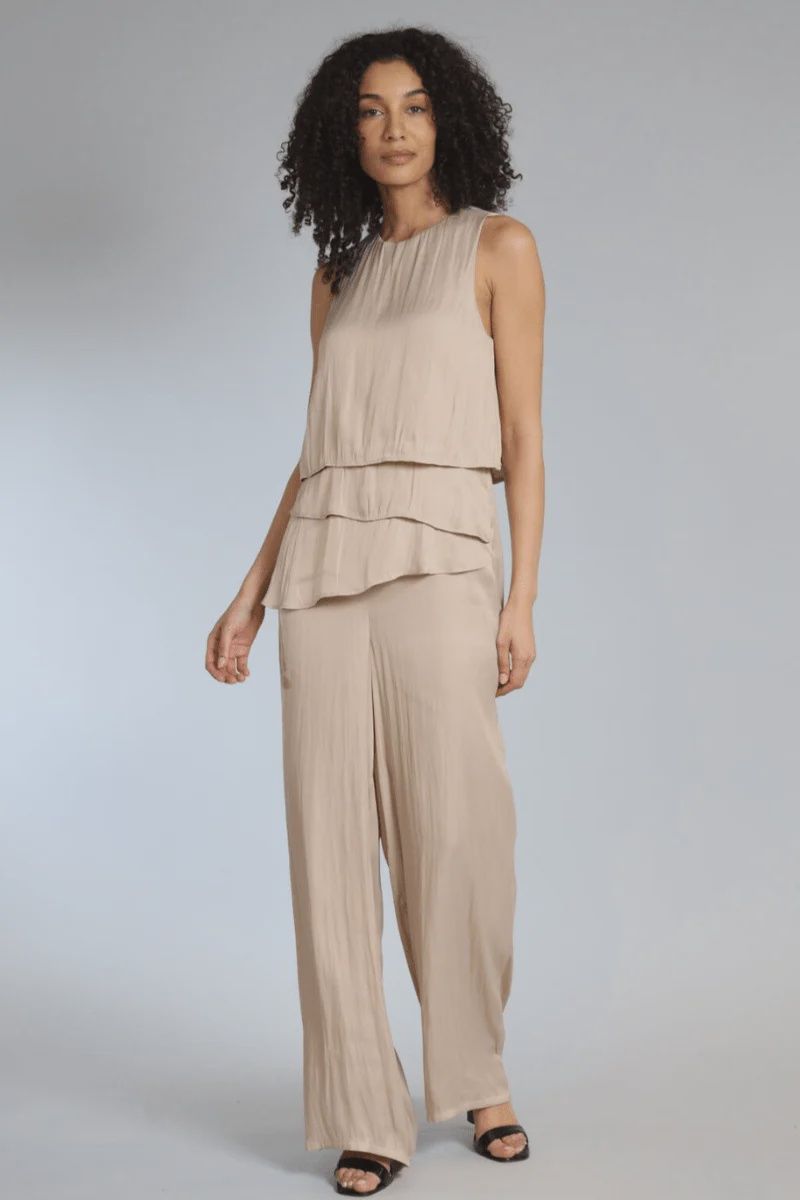 Satin Tiered Ruffle Jumpsuit