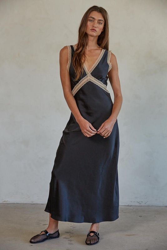 Vee Satin Maxi Dress