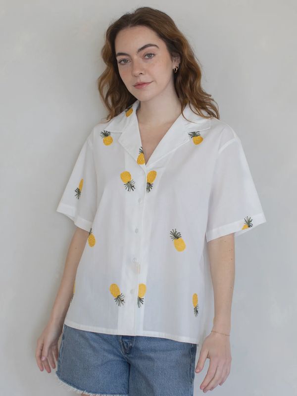 Pineapple Embroidered Top
