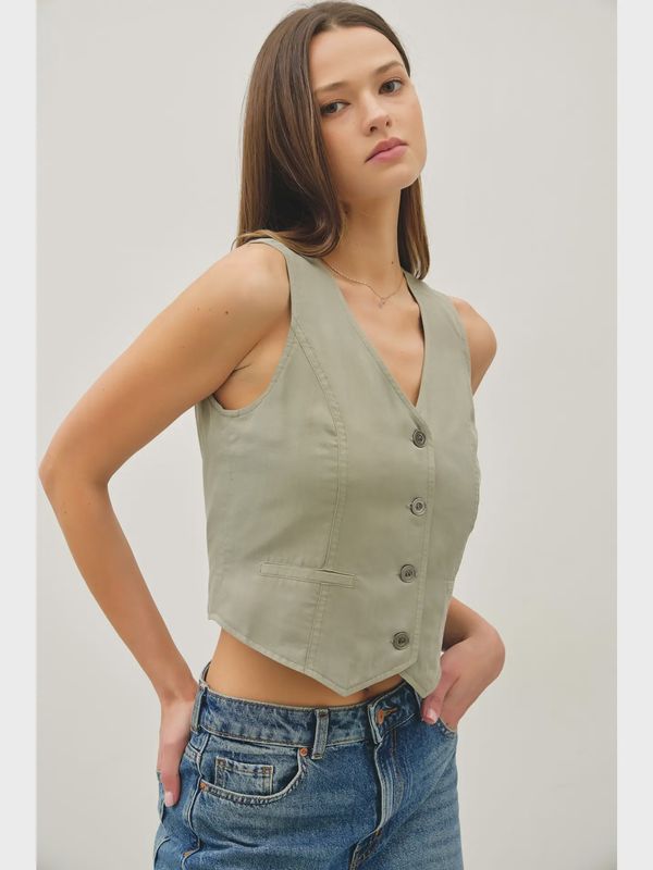 Button Up Tencel Vest