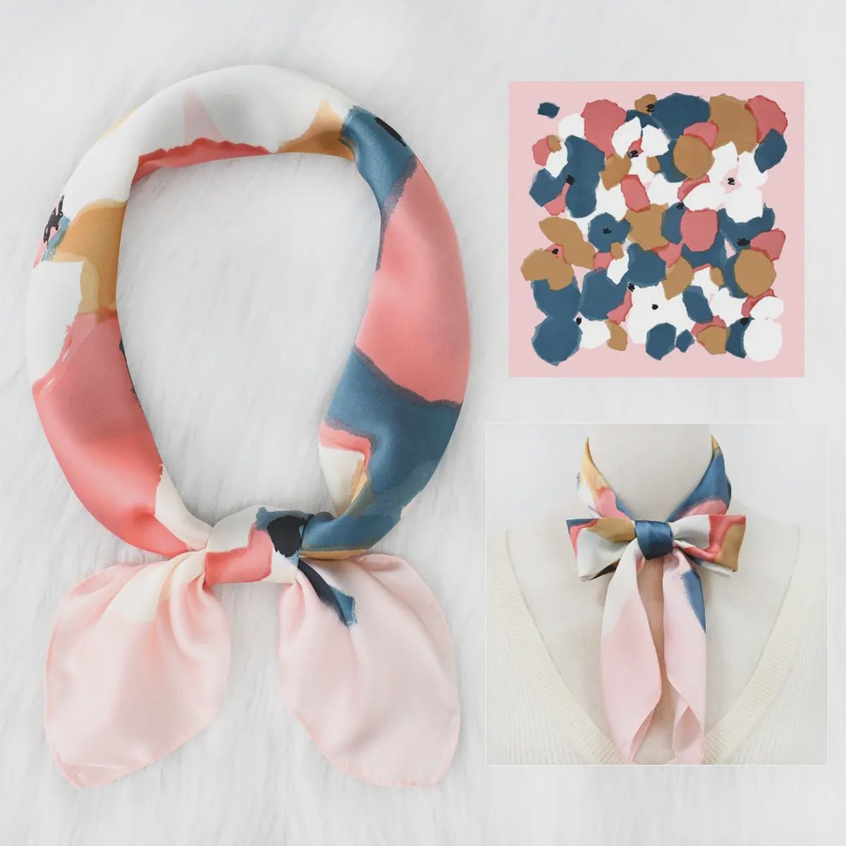 Colorblock Square Scarf, Colour: Pink