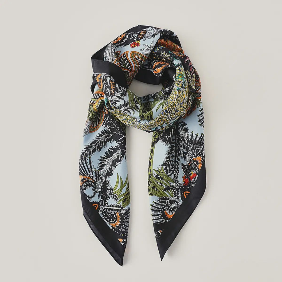 Vintage Square Silk Scarf, Colour: Black