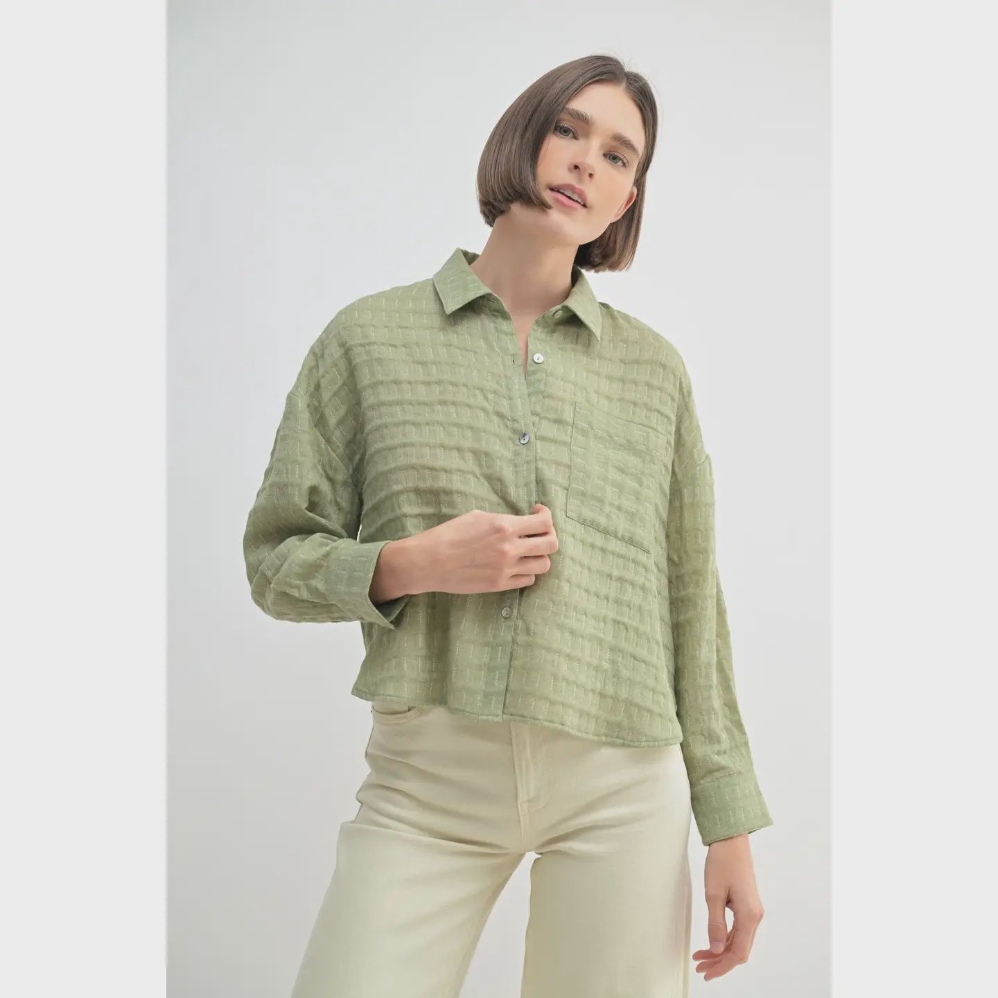 Drop Shoulder Button Down Shirt