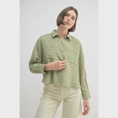 Drop Shoulder Button Down Shirt