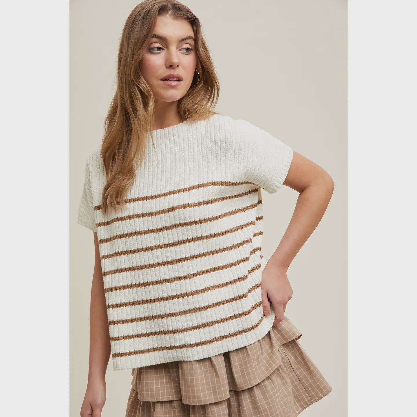 Striped Ribbed Sweater Top