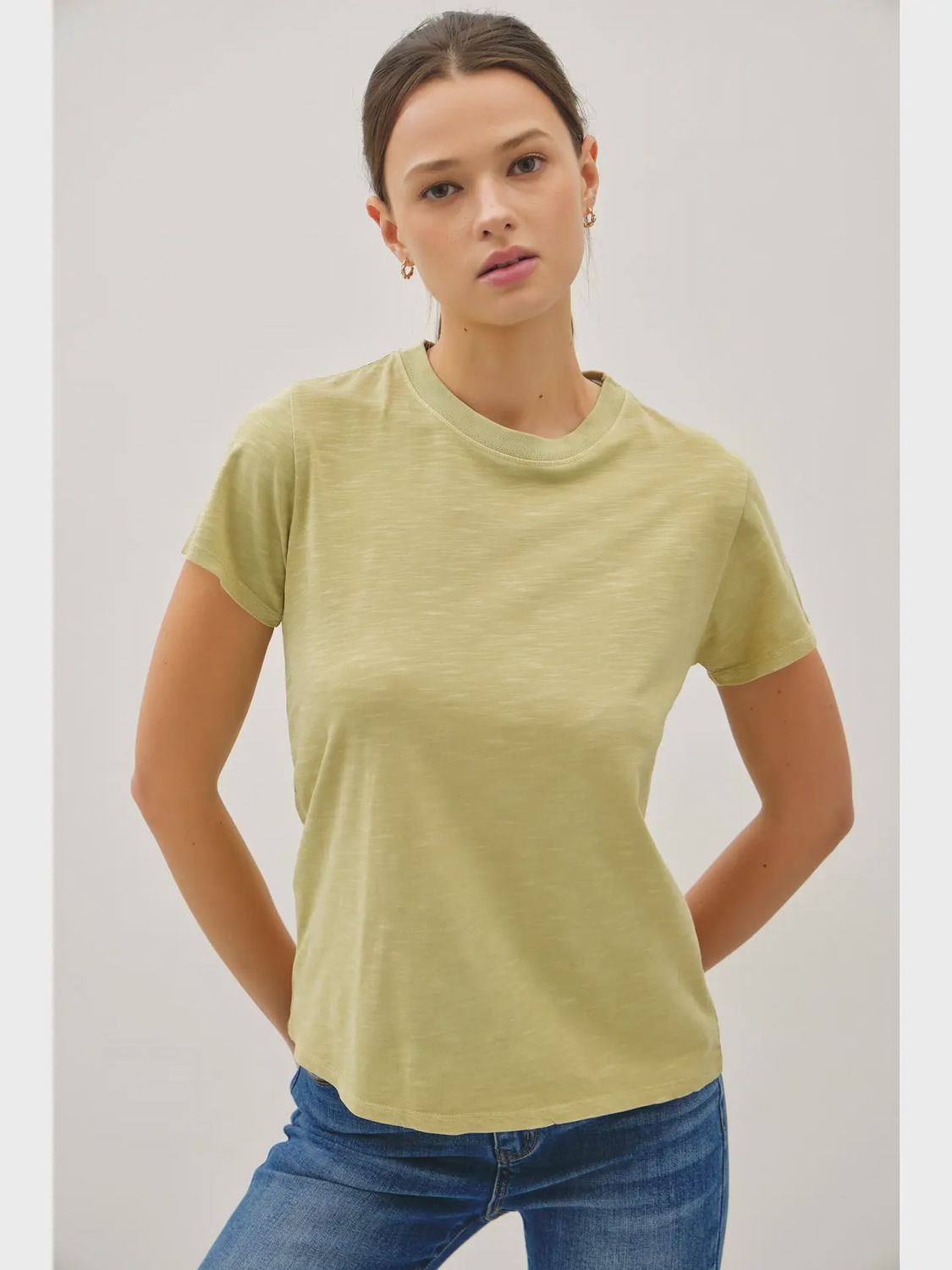 Classic Cut Acid Wash T-Shirt, Size: S, Colour: Celery
