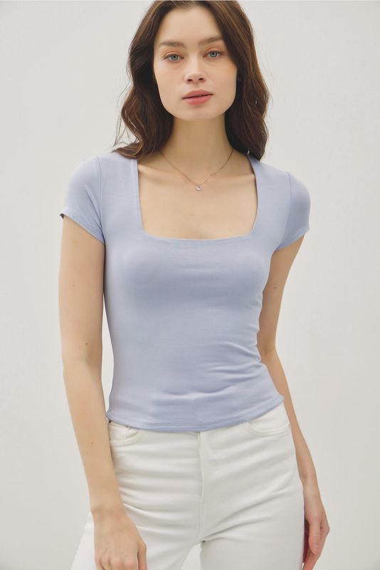 Short Slv Square Neck Tee