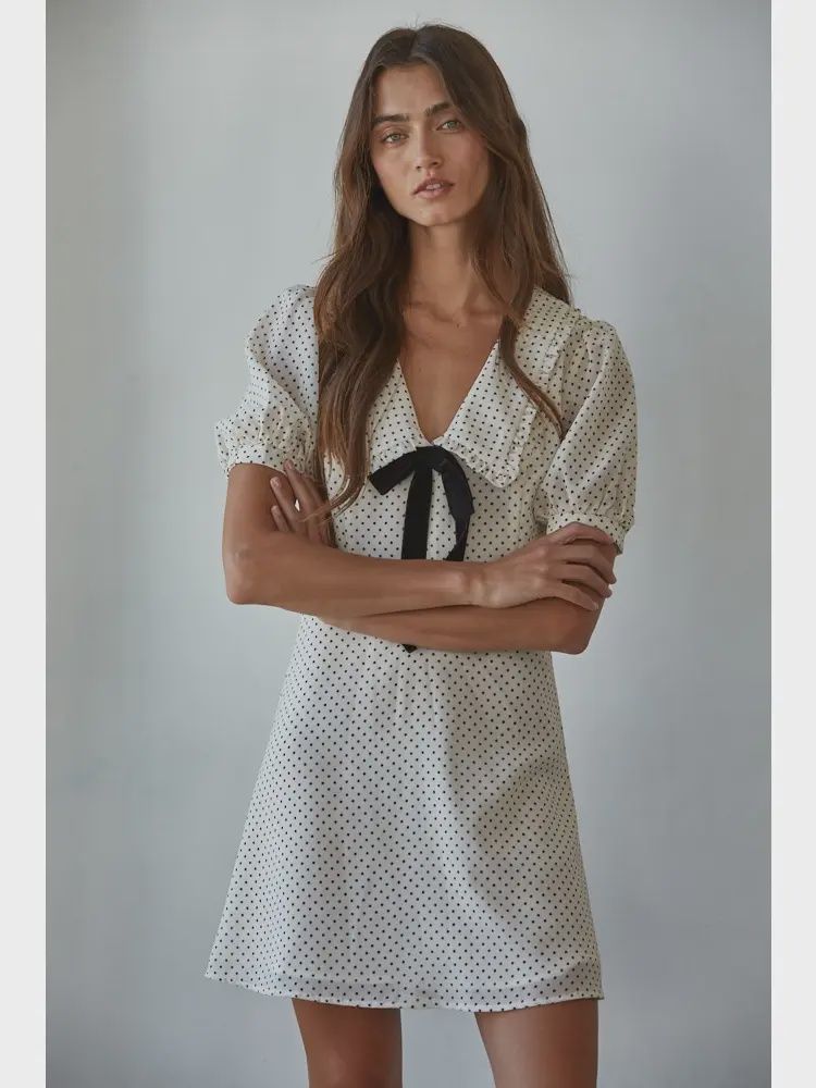Dainty Bow Collared Mini Dress