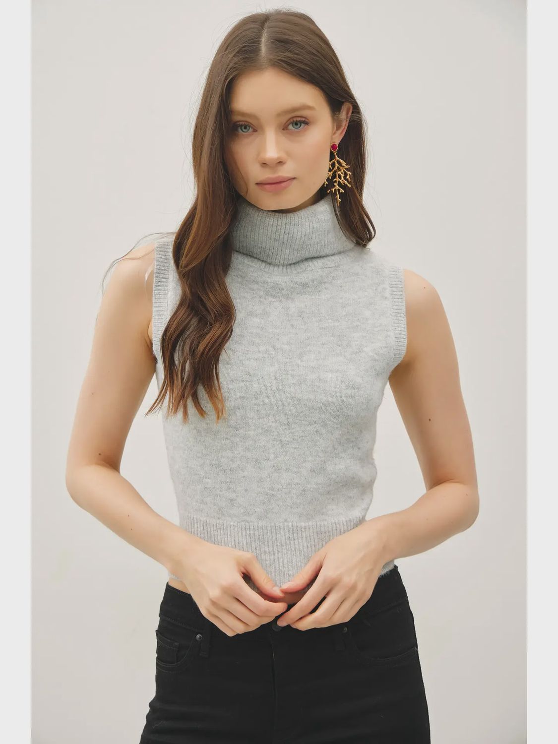 Turtleneck Tank, Size: S, Colour: Heather Grey
