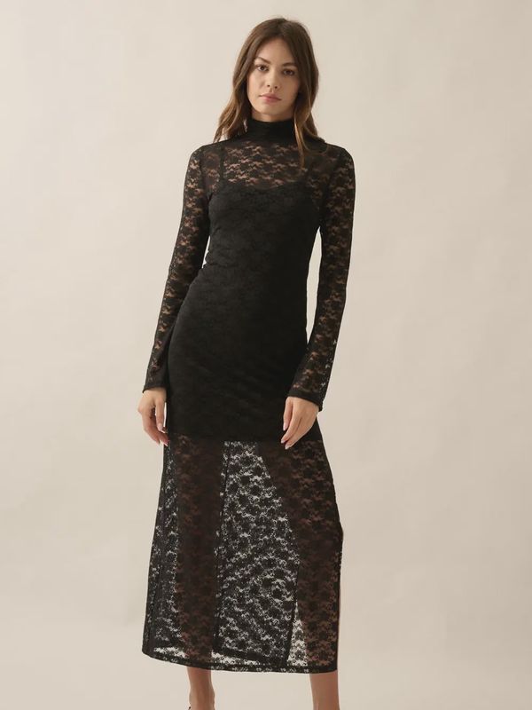 Floral Lace Mesh Midi Dress