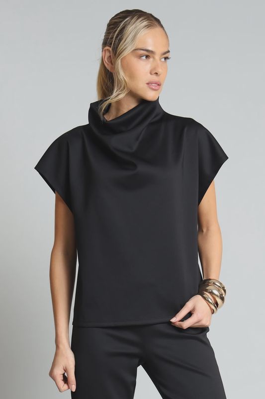 Neoprene Cowl Neck Top