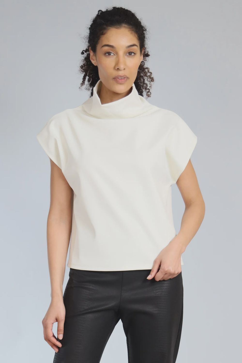 Neoprene Cowl Neck Top, Colour: Eggshell, Size: XS