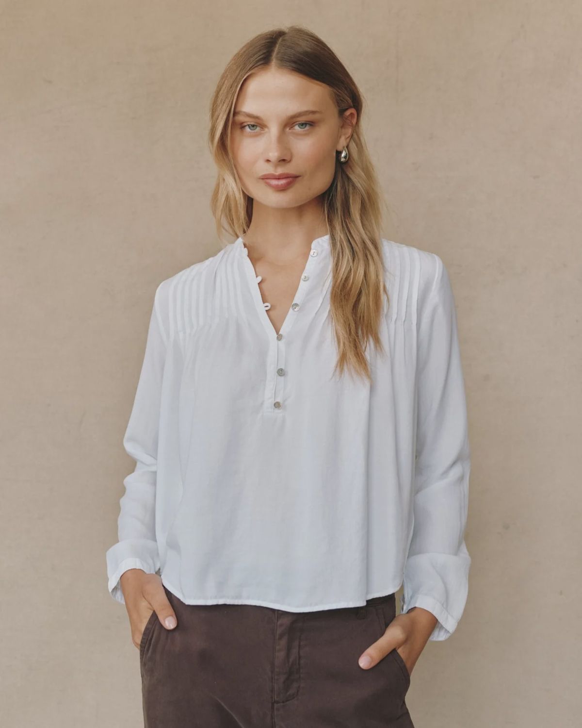 Long Sleeve Pintuck Pullover
