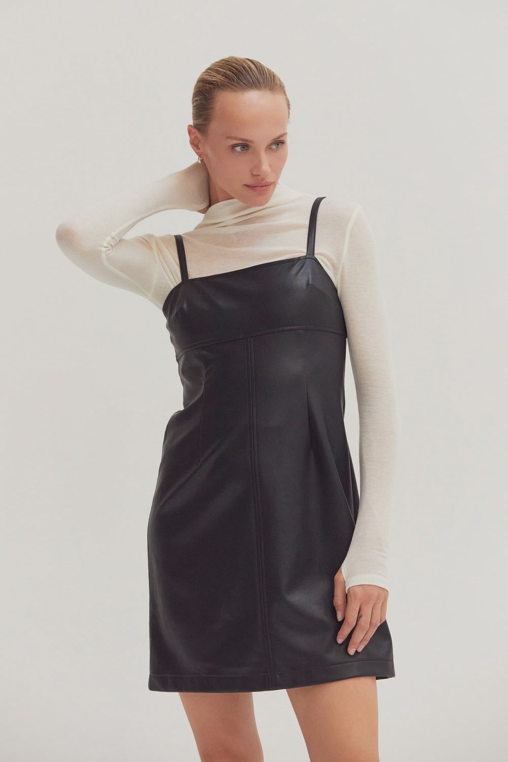 Odalis Vegan Leather Mini Slip Dress
