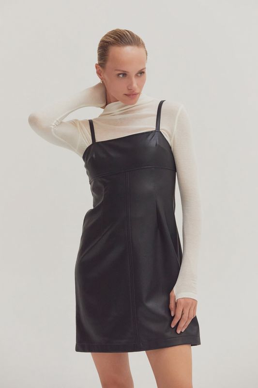 Odalis Vegan Leather Mini Slip Dress