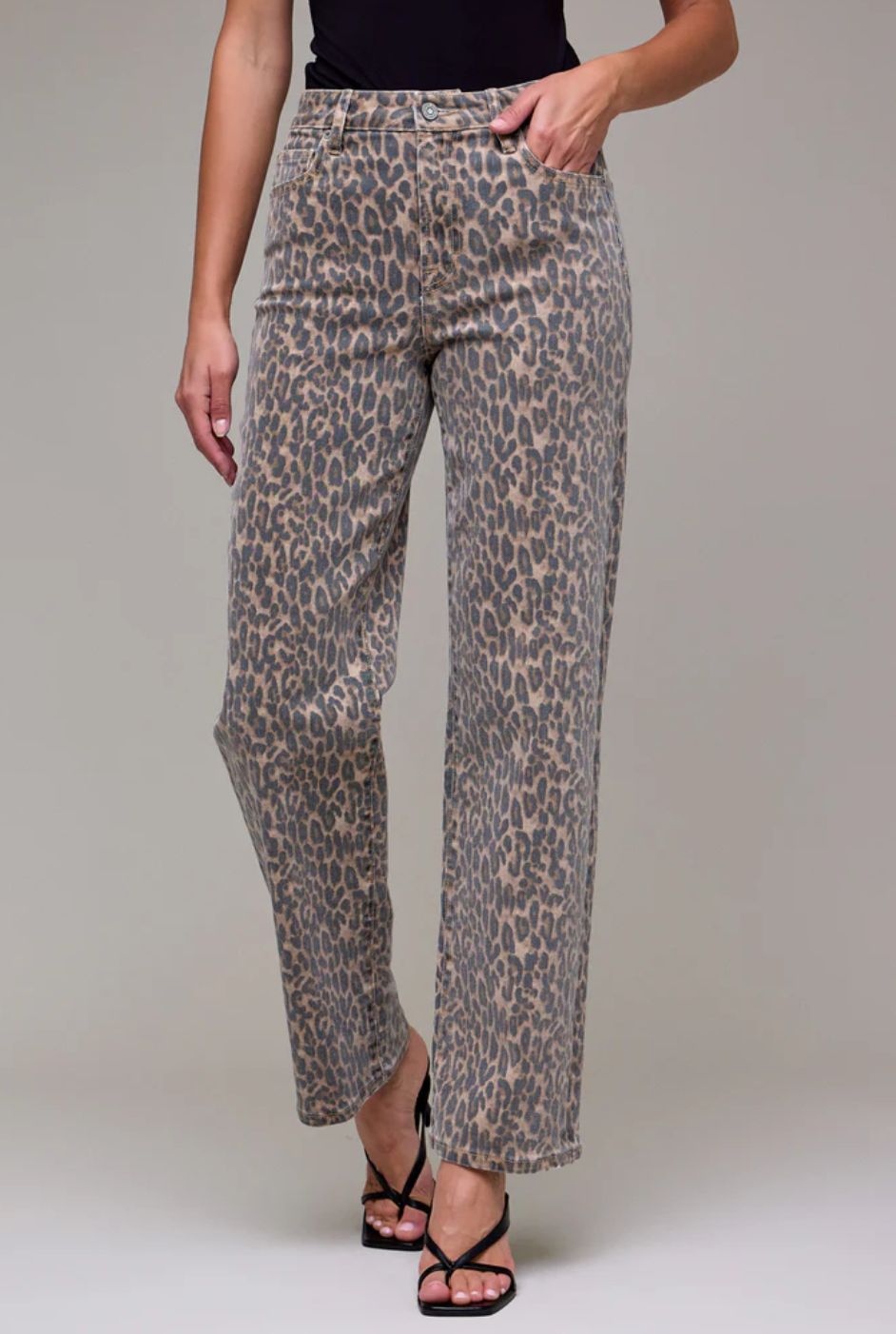 Ella High Rise Wide Straight - Cheetah