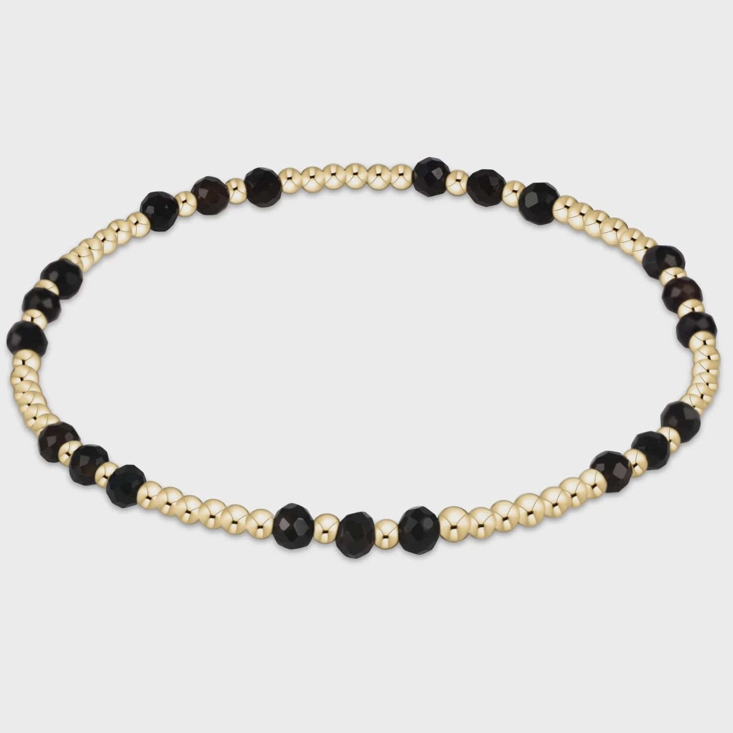 Gemstone Gold Joy Pattern Bracelet, Colour: Onyx, Size: 3MM