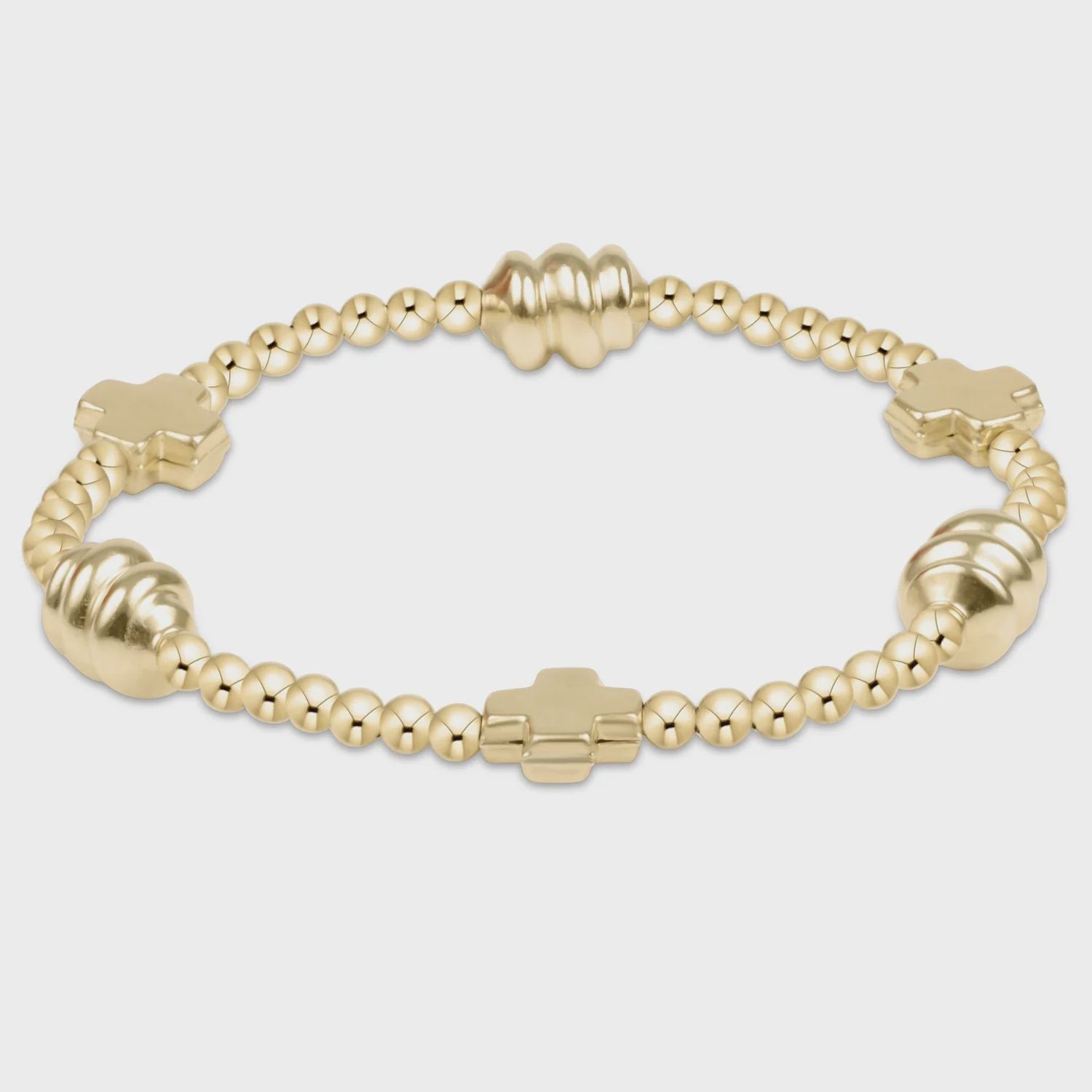 Signature Cross Admire Gold Pattern Bead Bracelet, Colour: Gold, Size: 3mm