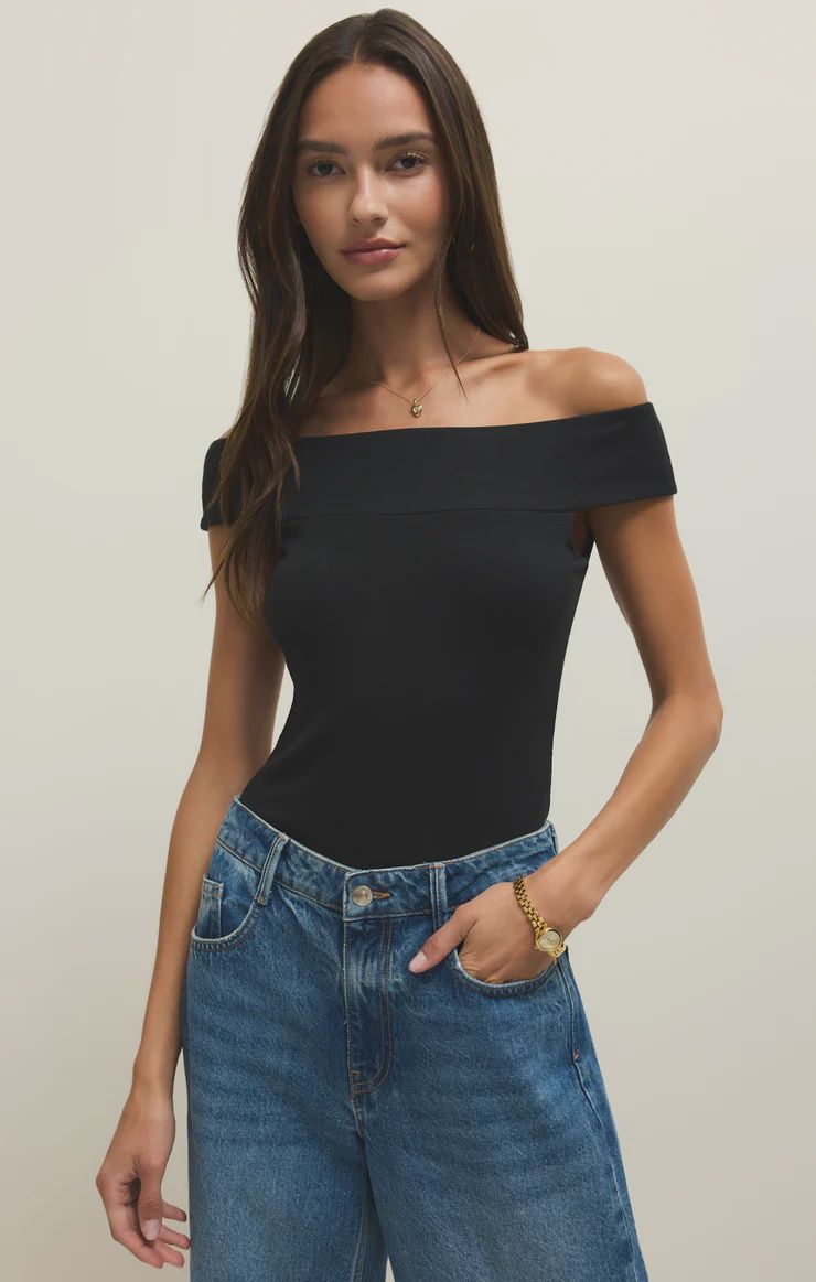 Second Skin Off Shoulder Top, Colour: Black, Size: XS