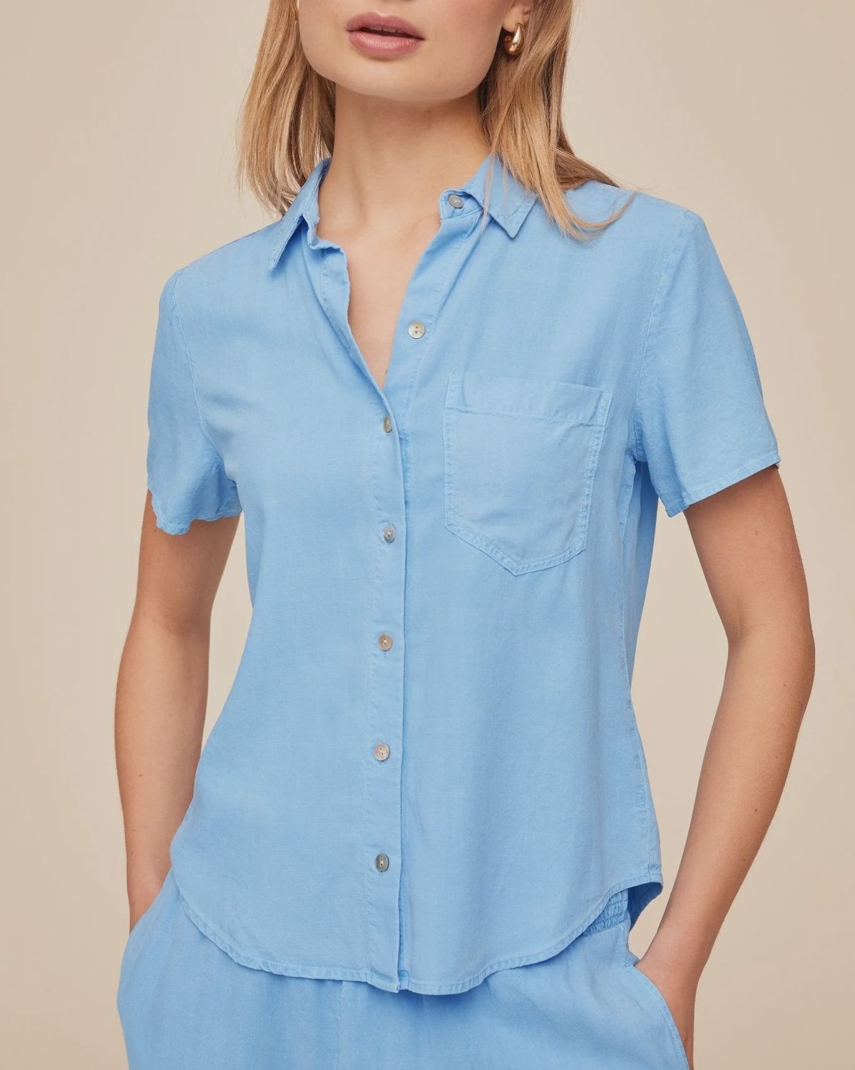 Short Sleeve Pocket Button Down SS26, Colour: TDBLU, Size: XS
