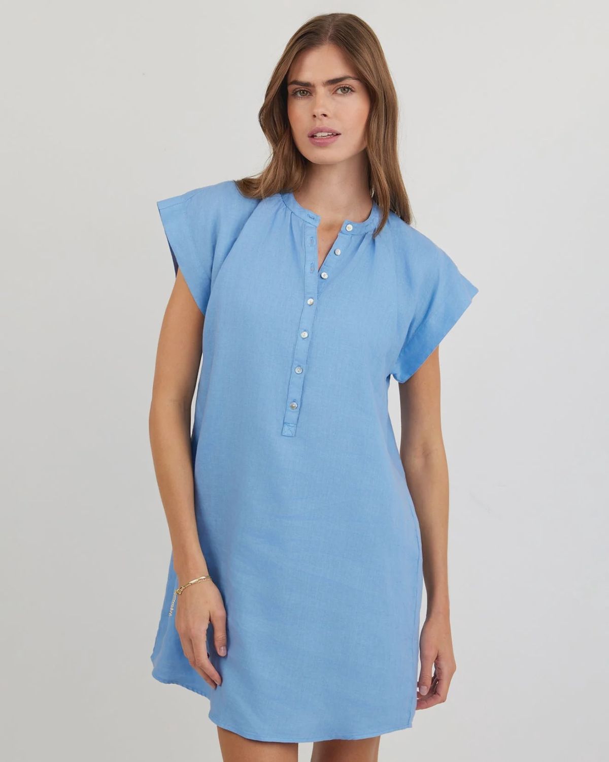 Cap Sleeve Henley Dress SS26, Colour: TDBLU, Size: XS